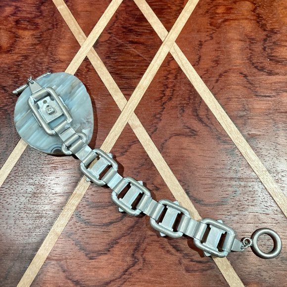 Vtg All Saints Xenolith Obelisk bracelet earring jewelry set blue gray stone - Picture 4 of 7